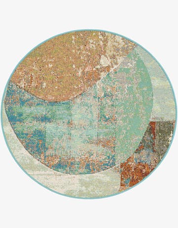 3' 3 x 3' 3 Easy-Clean Modern Indoor / Outdoor Round Rug