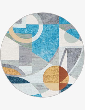 5' 3 x 5' 3 Easy-Clean Modern Indoor / Outdoor Round Rug