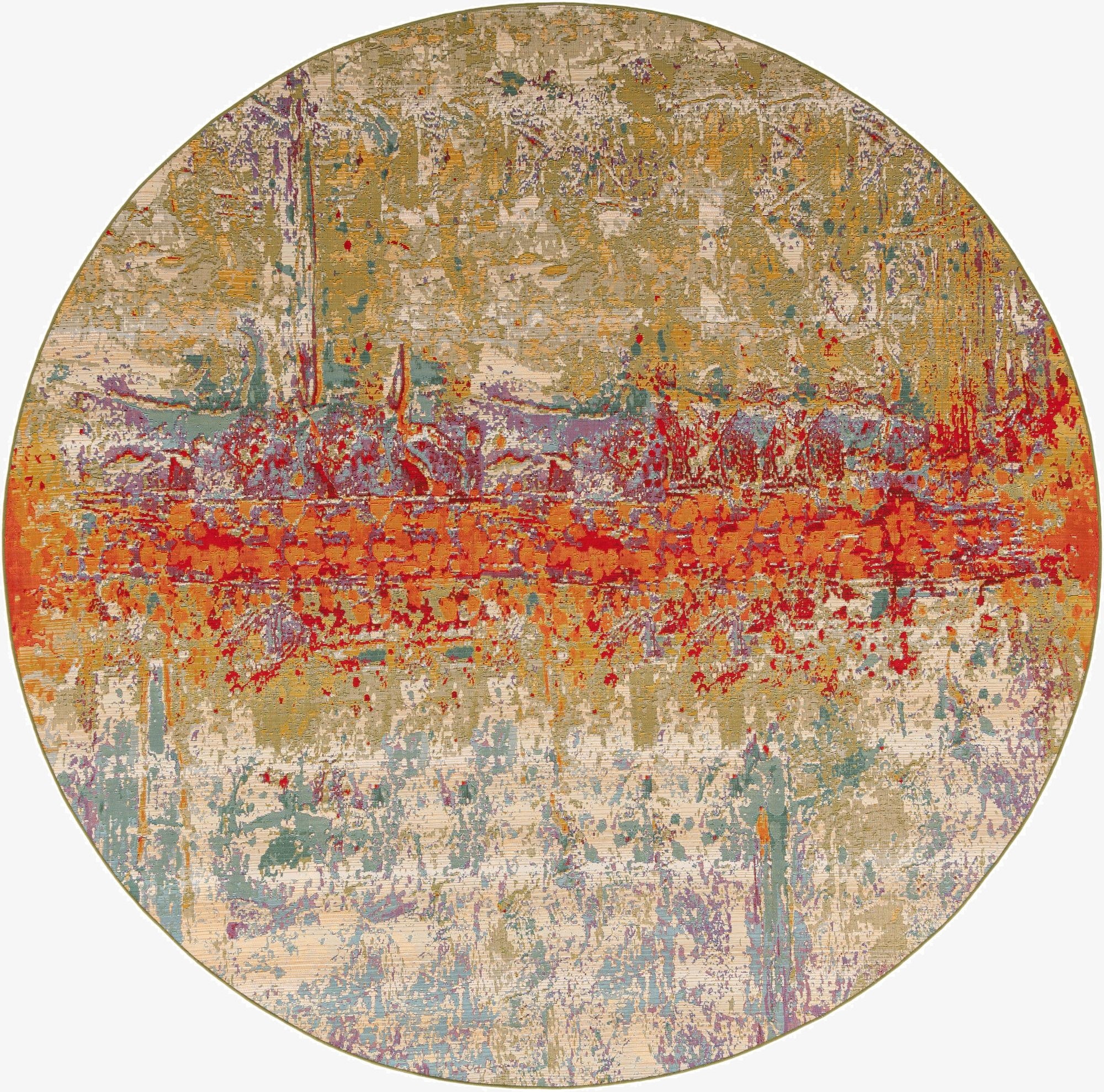 10' x 10'  Washable Modern Indoor / Outdoor Round Rug