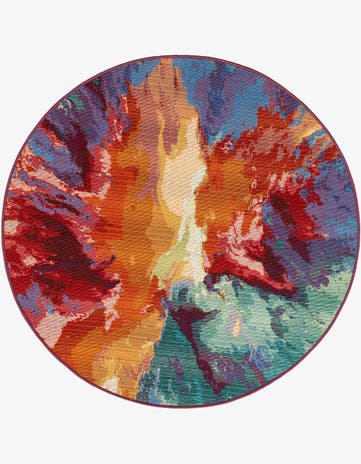 4' x 4' Easy-Clean Modern Indoor / Outdoor Round Rug