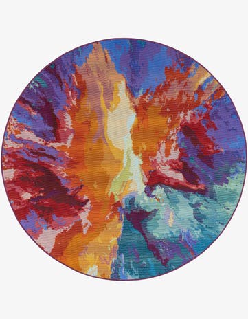 6' x 6' Easy-Clean Modern Indoor / Outdoor Round Rug