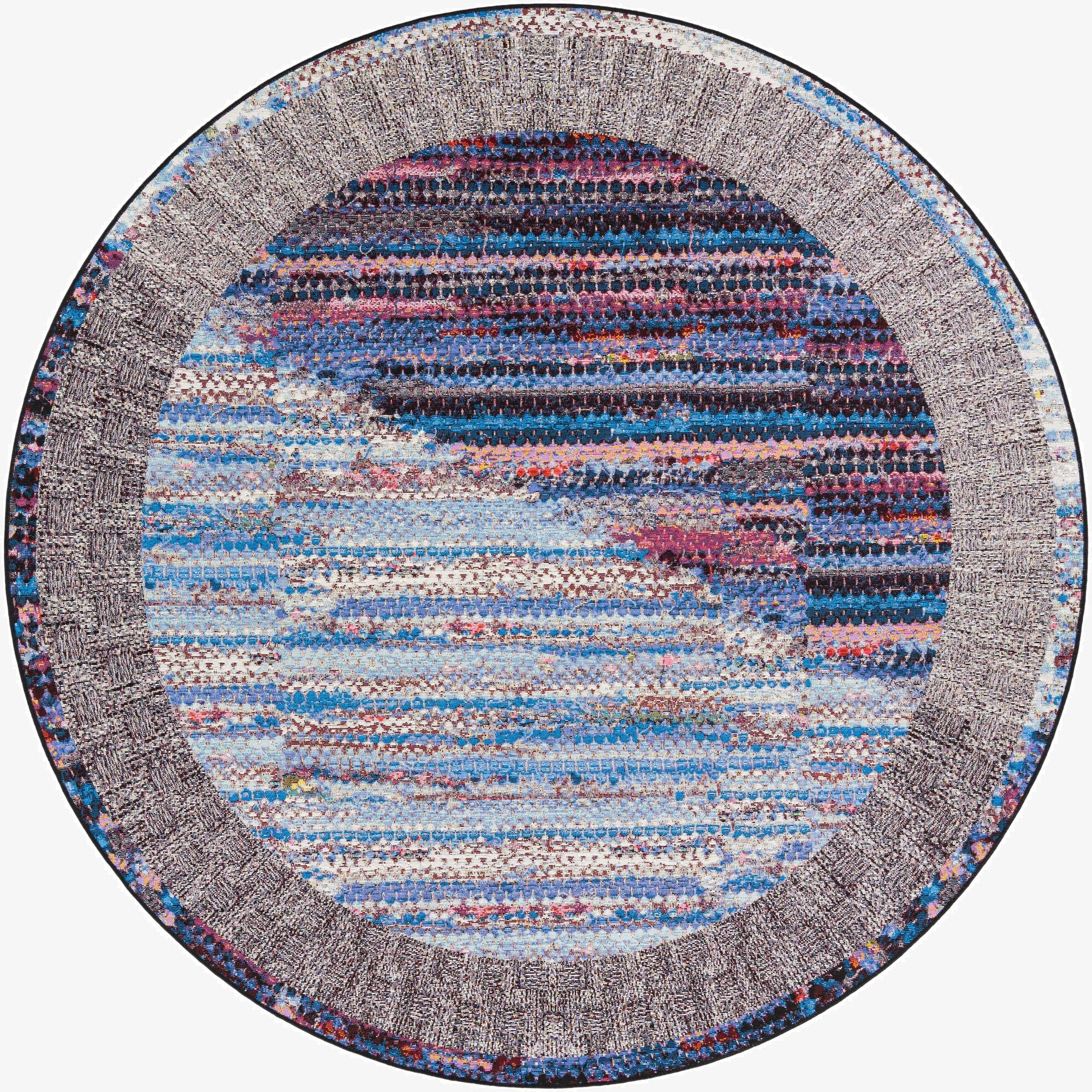 7' 10 x 7' 10  Washable Modern Indoor / Outdoor Round Rug