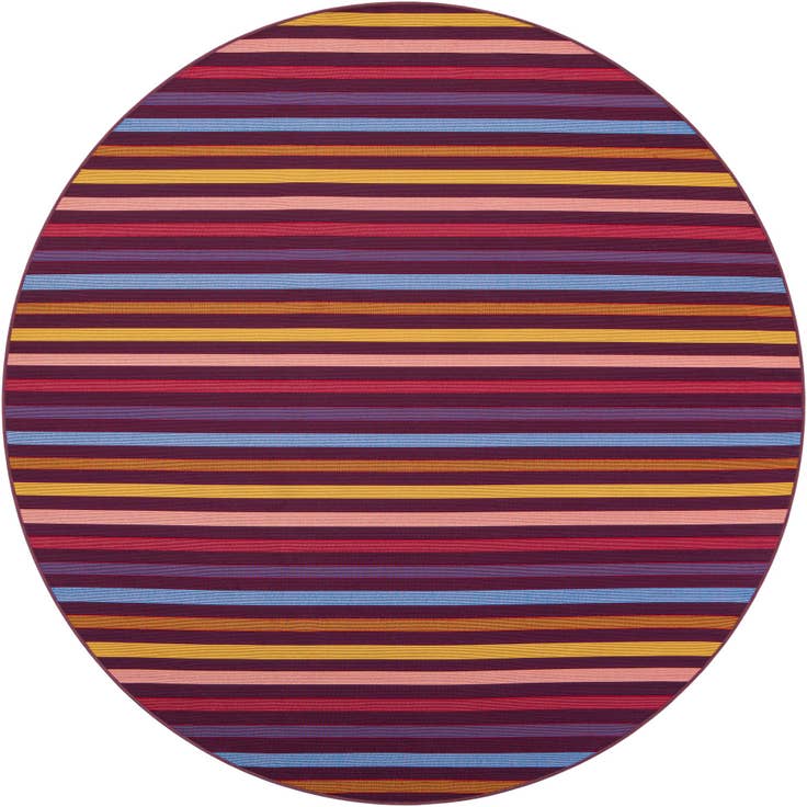 Detail image of 7' 10 x 7' 10 Easy-Clean Ribbon Indoor / Outdoor Round Rug