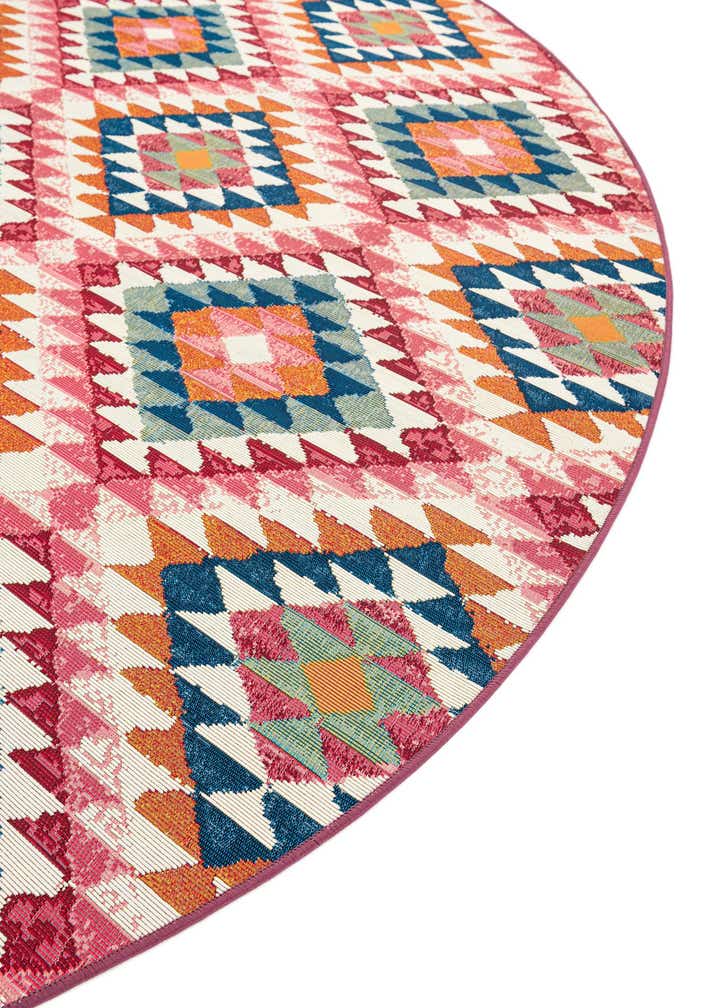 7' 10 x 7' 10 Easy-Clean Southwestern Indoor / Outdoor Round Rug