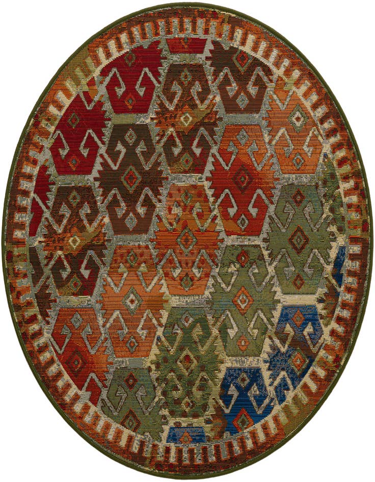 Detail image of 4' x 4' Easy-Clean Southwestern Indoor / Outdoor Round Rug