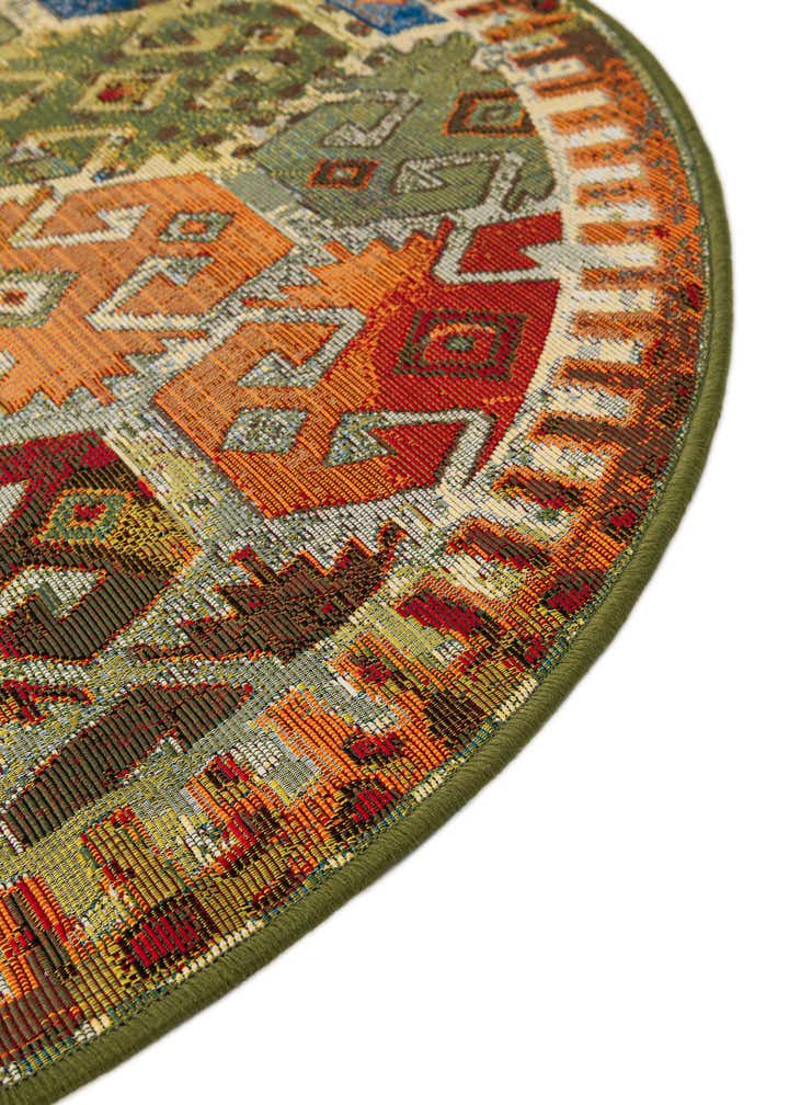 4' x 4' Easy-Clean Southwestern Indoor / Outdoor Round Rug