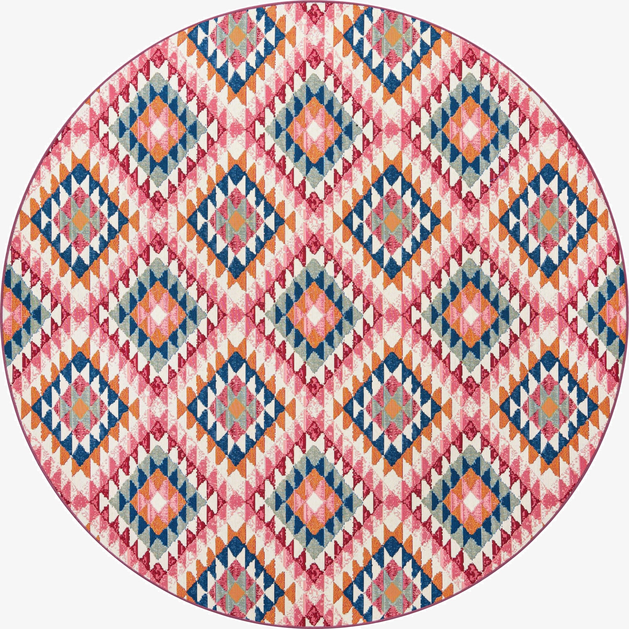 7' 10 x 7' 10  Washable Southwestern Indoor / Outdoor Round Rug