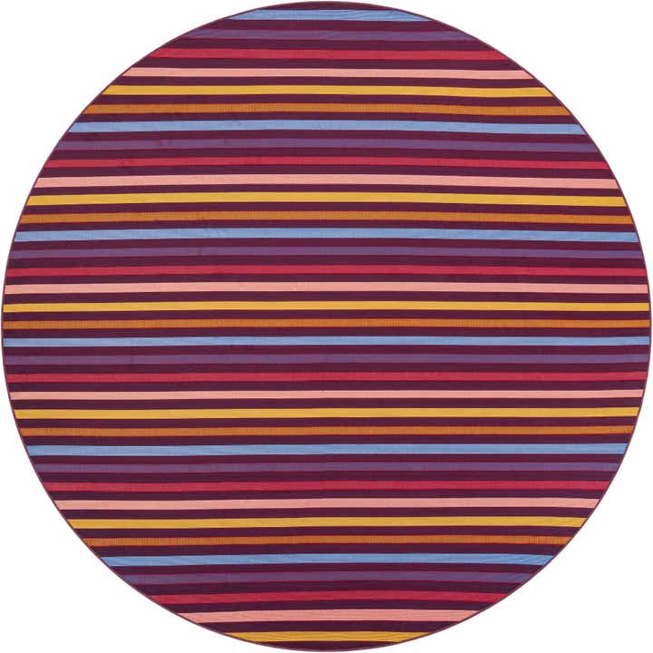 10' x 10' Easy-Clean Striped Indoor / Outdoor Round Rug