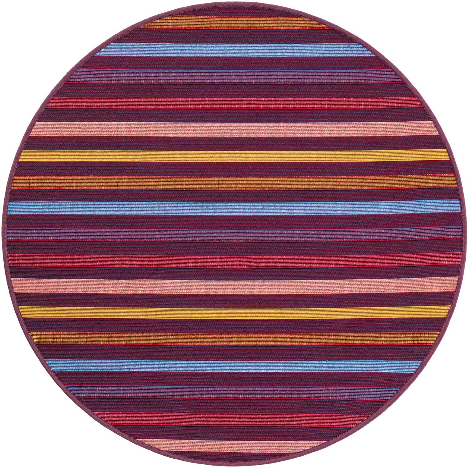 3' x 3' Easy-Clean Striped Indoor / Outdoor Round Rug