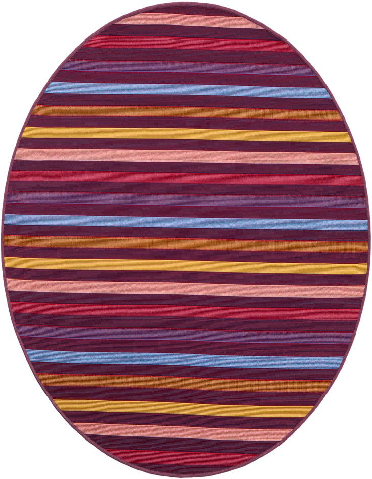 Detail image of 4' x 4' Easy-Clean Striped Indoor / Outdoor Round Rug