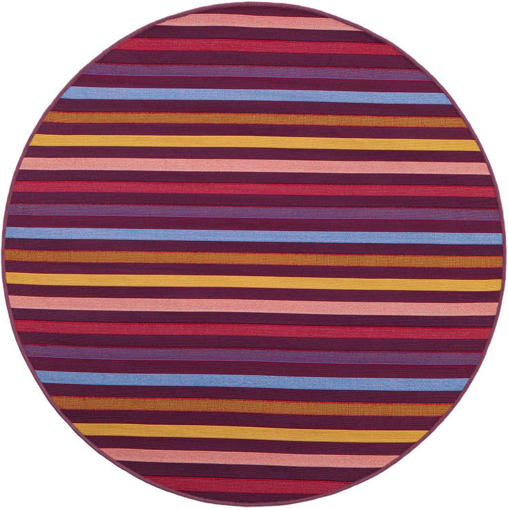 Detail image of 4' x 4' Easy-Clean Striped Indoor / Outdoor Round Rug