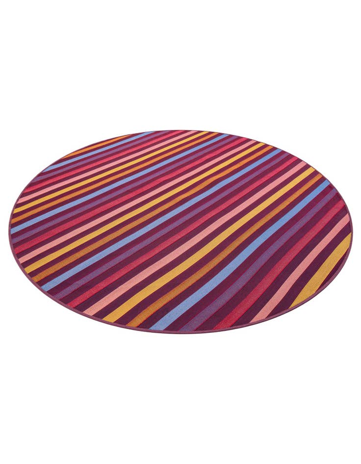 Detail image of  6' x 6'  Washable Striped Indoor / Outdoor Round Rug