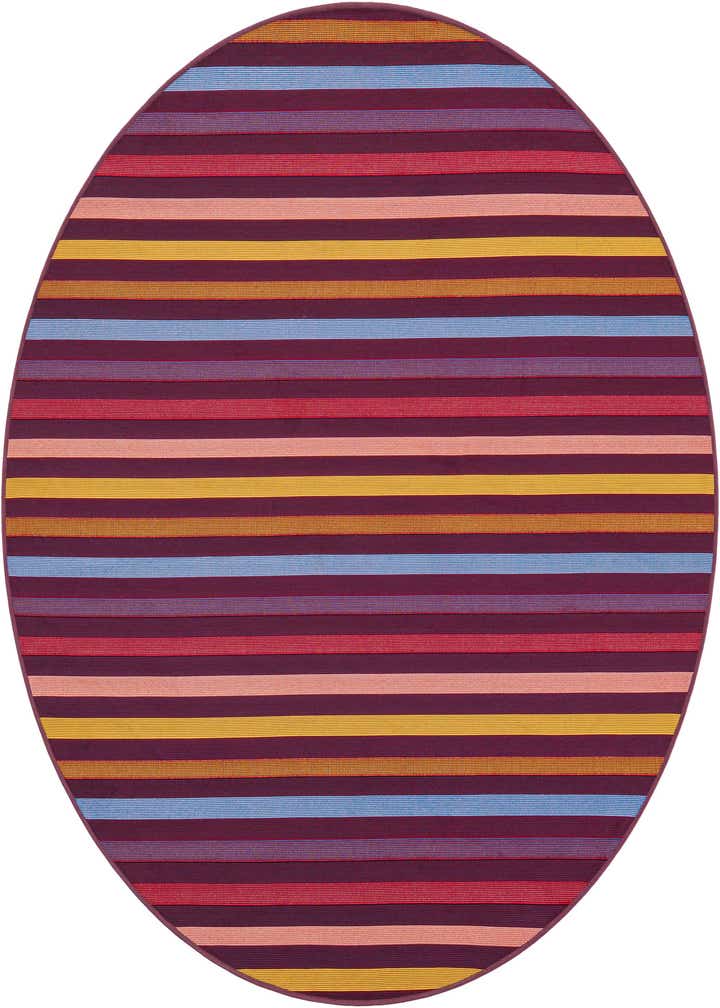 6' x 6' Easy-Clean Striped Indoor / Outdoor Round Rug