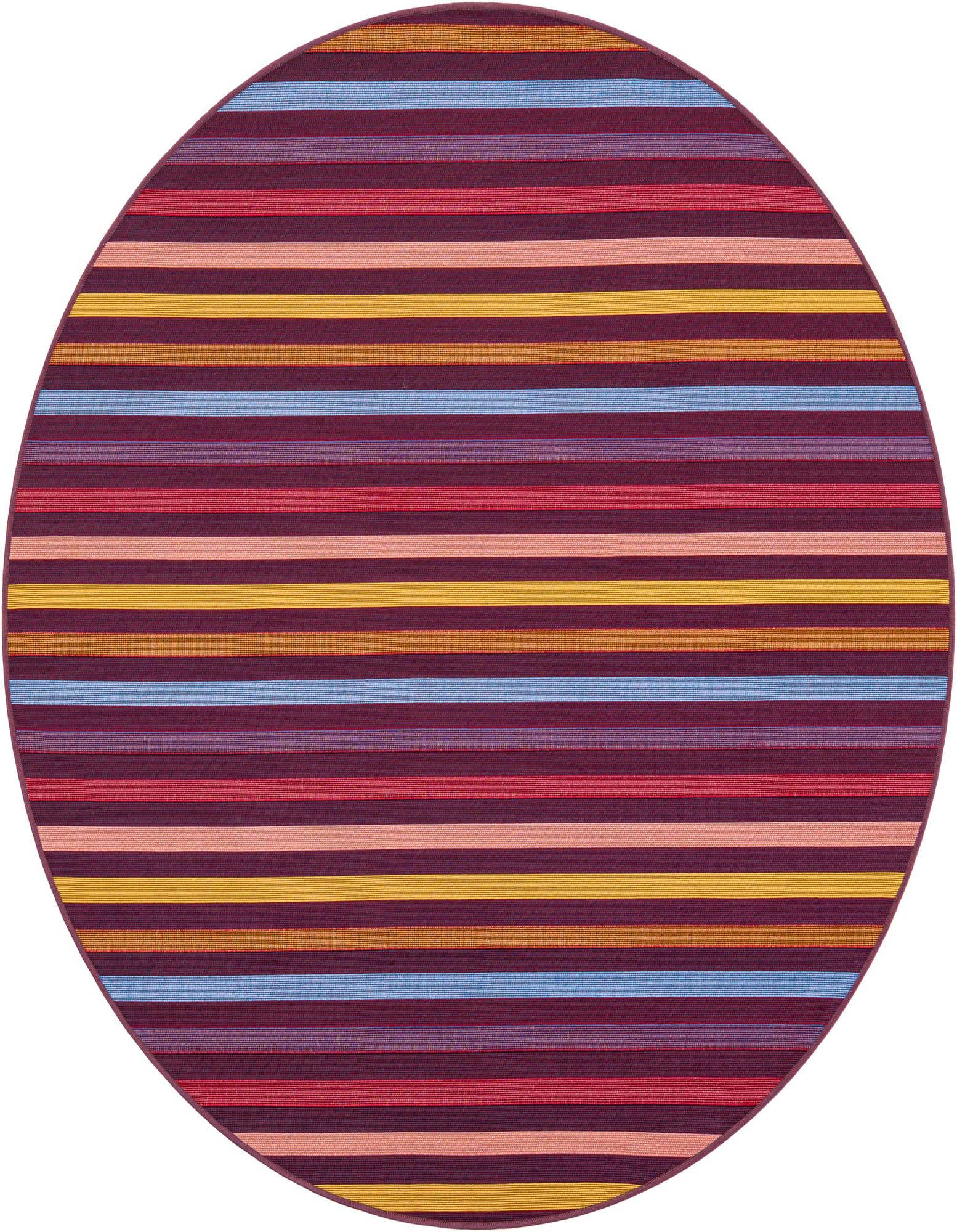 6' x 6' Easy-Clean Striped Indoor / Outdoor Round Rug