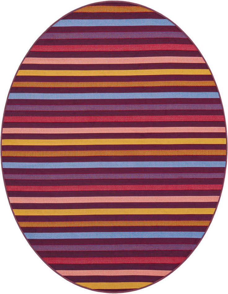 Detail image of 6' x 6' Easy-Clean Striped Indoor / Outdoor Round Rug