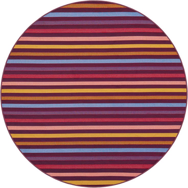 Detail image of 6' x 6' Easy-Clean Striped Indoor / Outdoor Round Rug