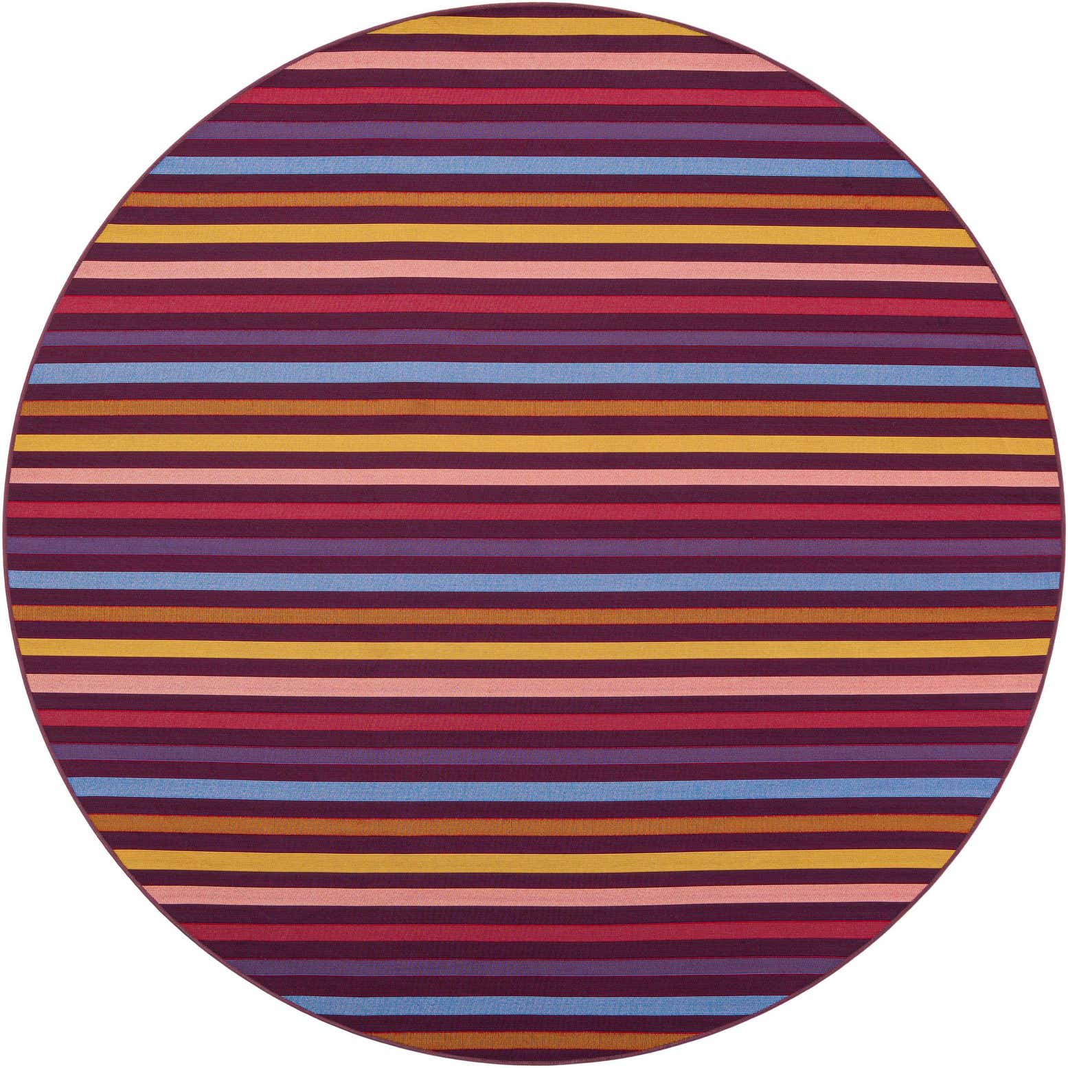 7' 10 x 7' 10 Easy-Clean Striped Indoor / Outdoor Round Rug