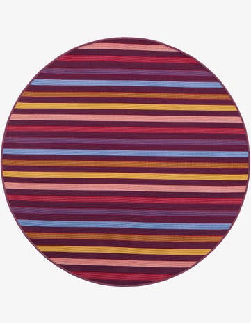 4' x 4' Easy-Clean Striped Indoor / Outdoor Round Rug