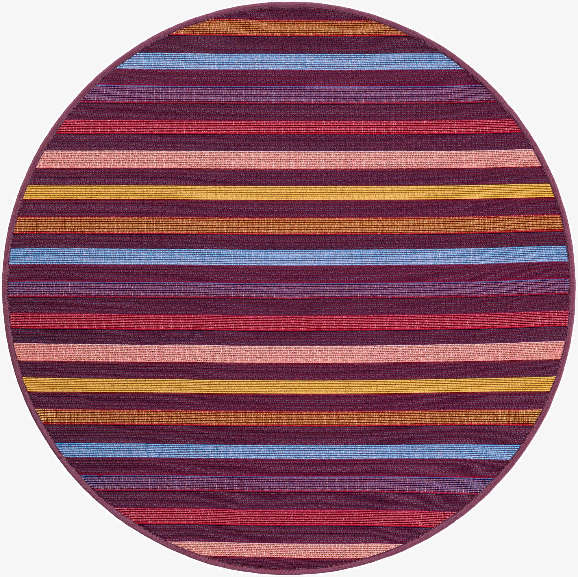 3' x 3'  Washable Striped Indoor / Outdoor Round Rug