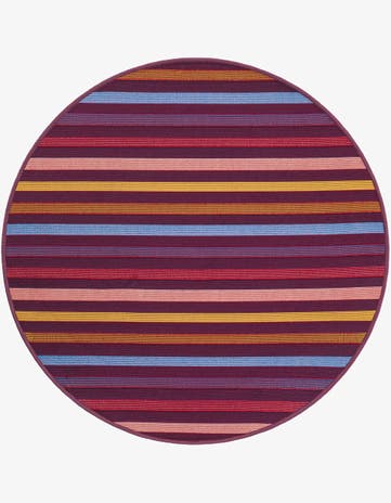 3' x 3' Easy-Clean Striped Indoor / Outdoor Round Rug