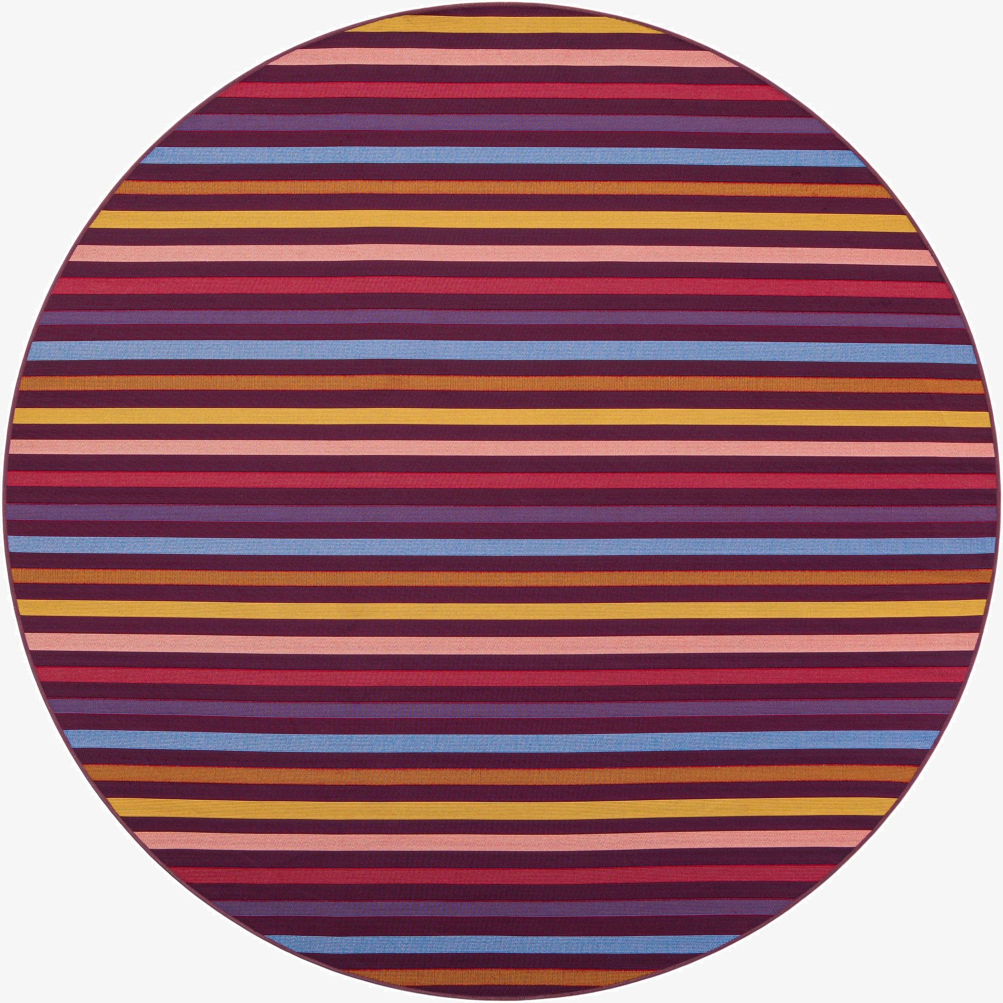 7' 10 x 7' 10  Washable Striped Indoor / Outdoor Round Rug