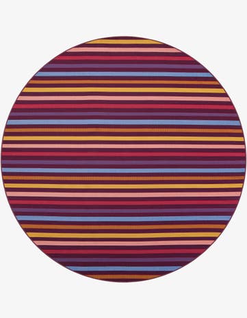 7' 10 x 7' 10 Easy-Clean Striped Indoor / Outdoor Round Rug