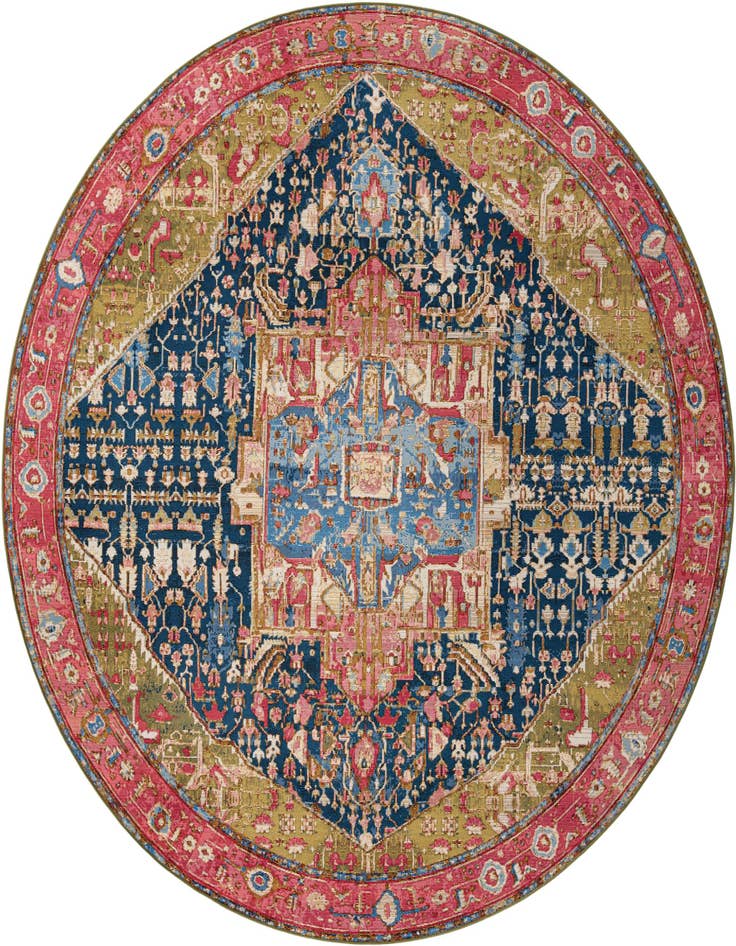 Detail image of 10' x 10' Easy-Clean Traditional Indoor / Outdoor Round Rug