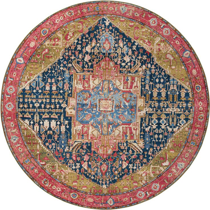 Detail image of 10' x 10' Easy-Clean Traditional Indoor / Outdoor Round Rug