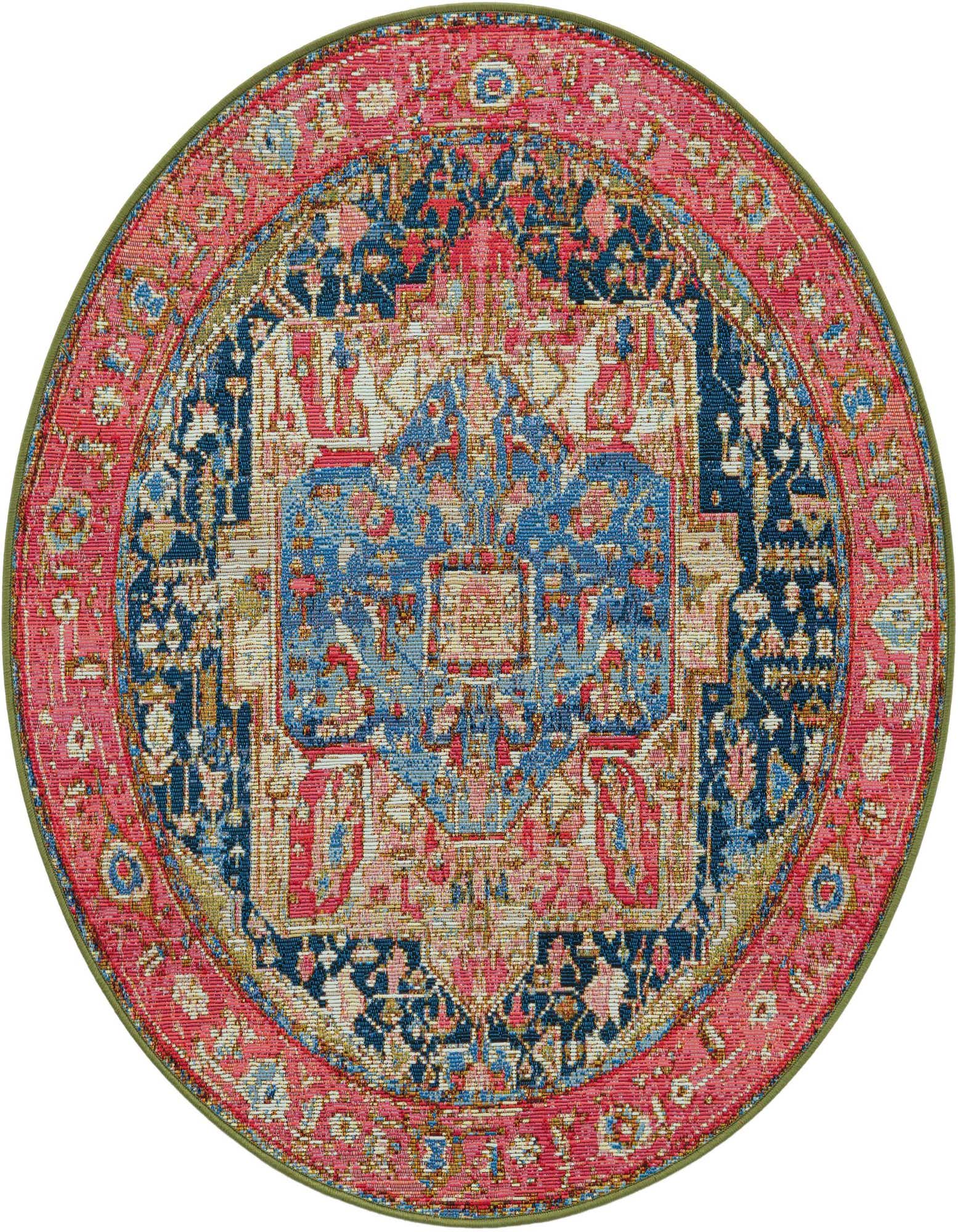 3' x 3' Easy-Clean Traditional Indoor / Outdoor Round Rug