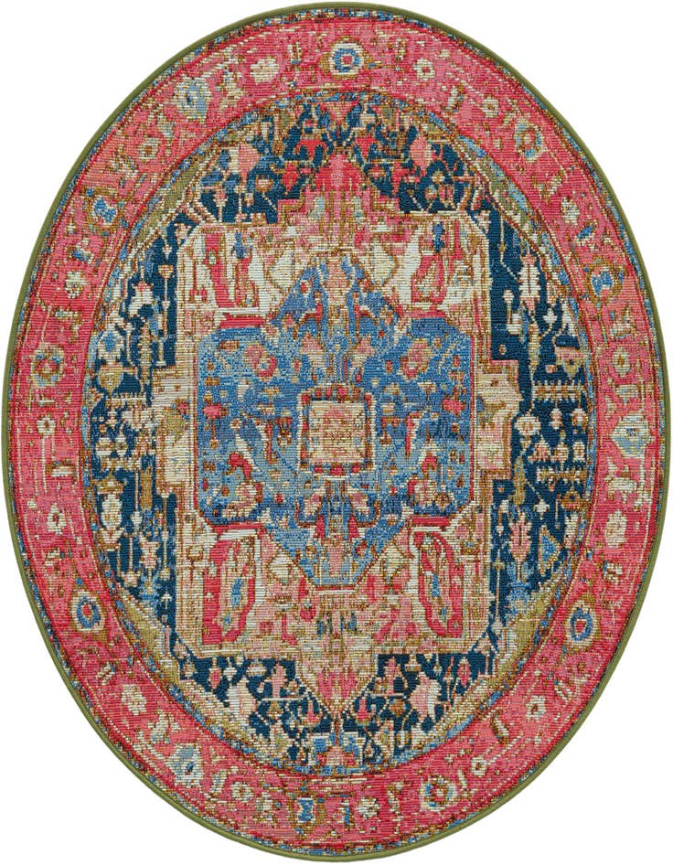 Detail image of 3' x 3' Easy-Clean Traditional Indoor / Outdoor Round Rug