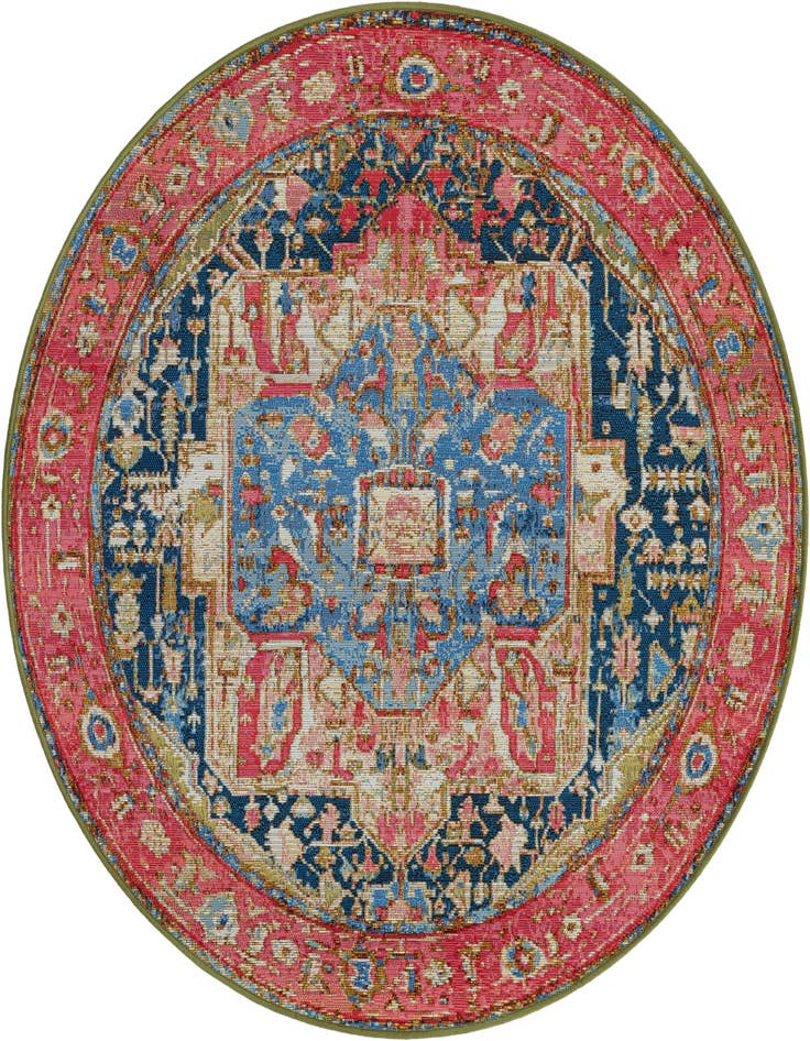 Detail image of 4' x 4' Easy-Clean Traditional Indoor / Outdoor Round Rug