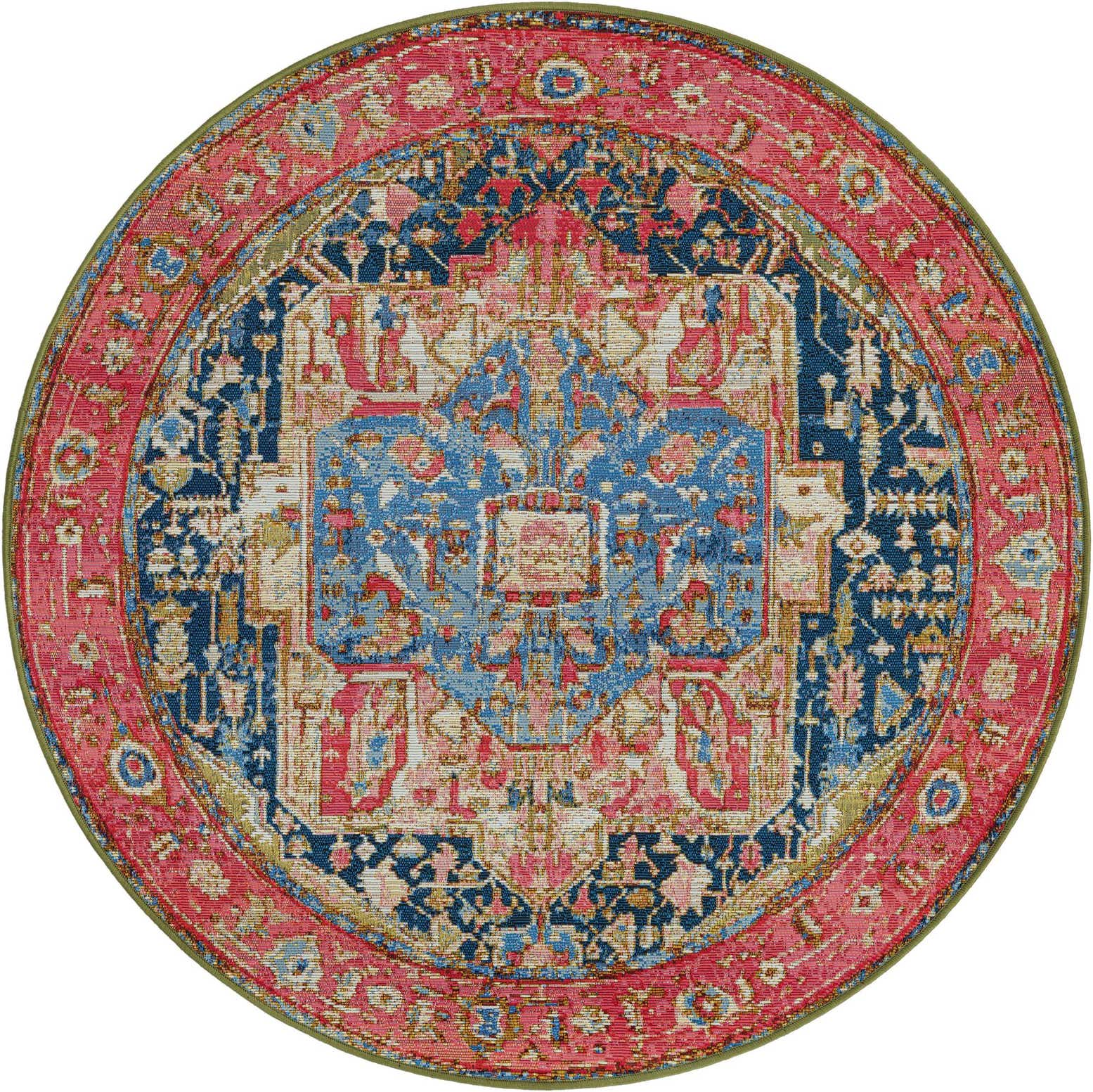 4' x 4' Easy-Clean Traditional Indoor / Outdoor Round Rug