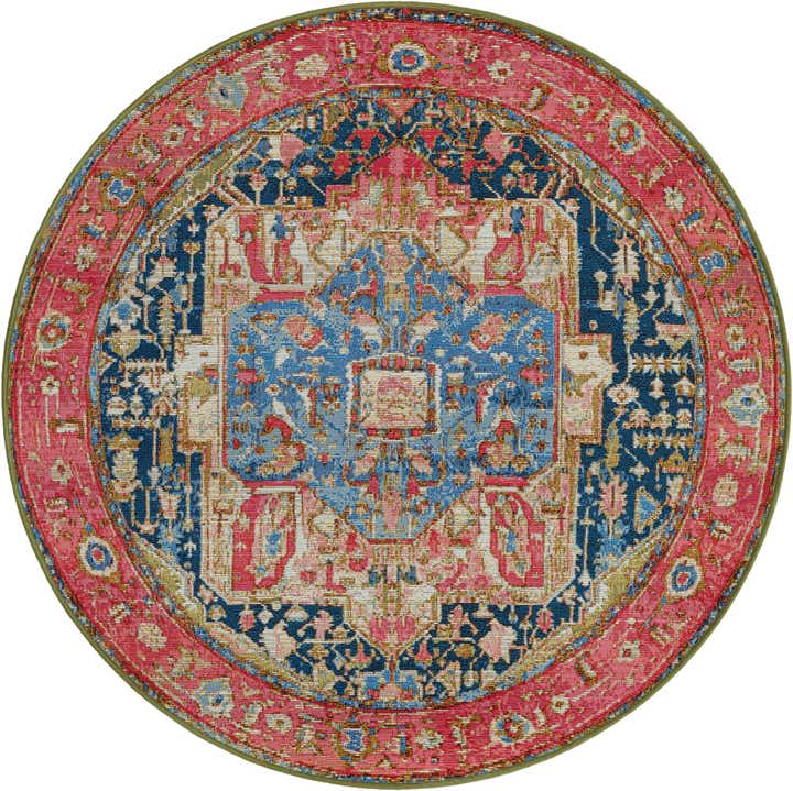 4' x 4' Easy-Clean Traditional Indoor / Outdoor Round Rug