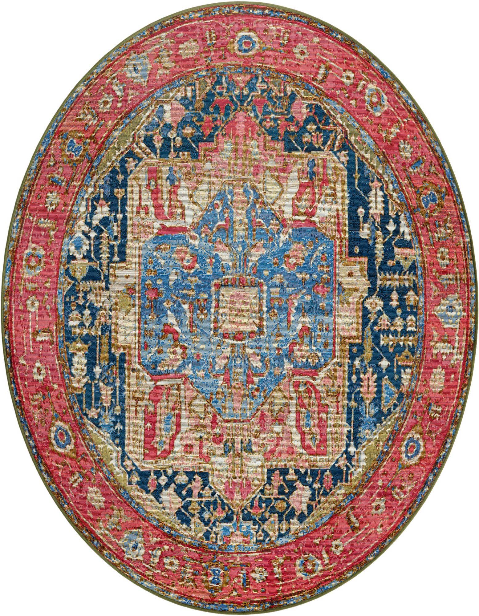 5' x 5' Easy-Clean Traditional Indoor / Outdoor Round Rug