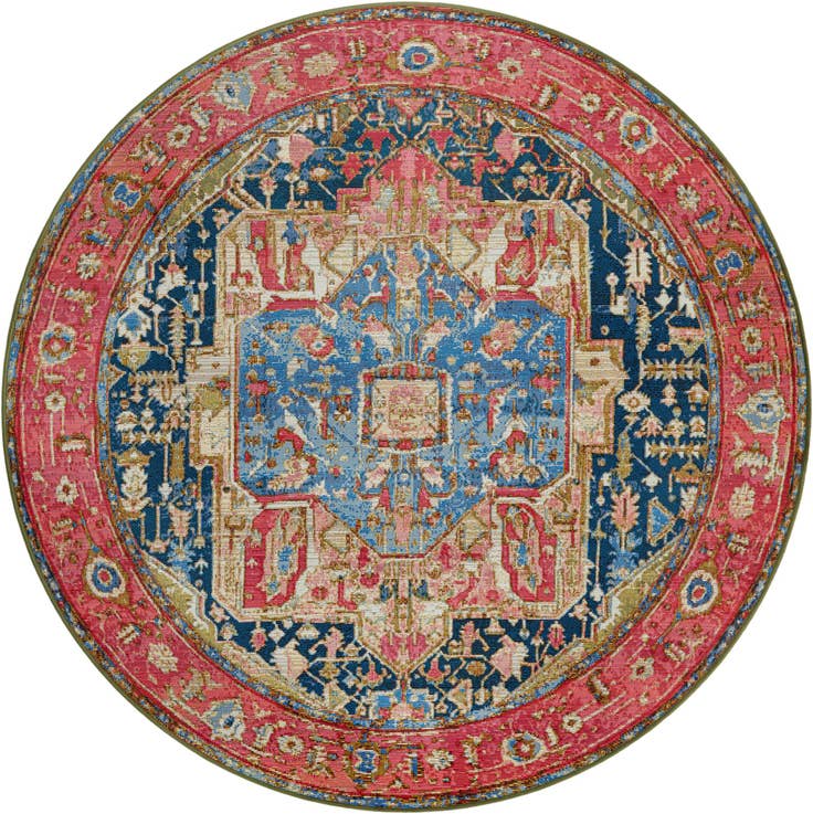 Detail image of 5' x 5' Easy-Clean Traditional Indoor / Outdoor Round Rug