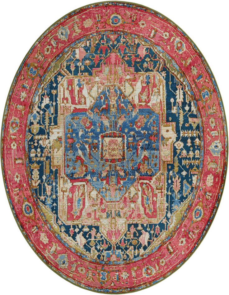 Detail image of 6' x 6' Easy-Clean Traditional Indoor / Outdoor Round Rug