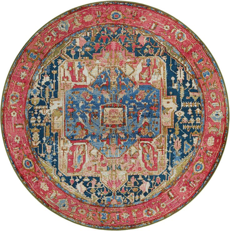 Detail image of 6' x 6' Easy-Clean Traditional Indoor / Outdoor Round Rug