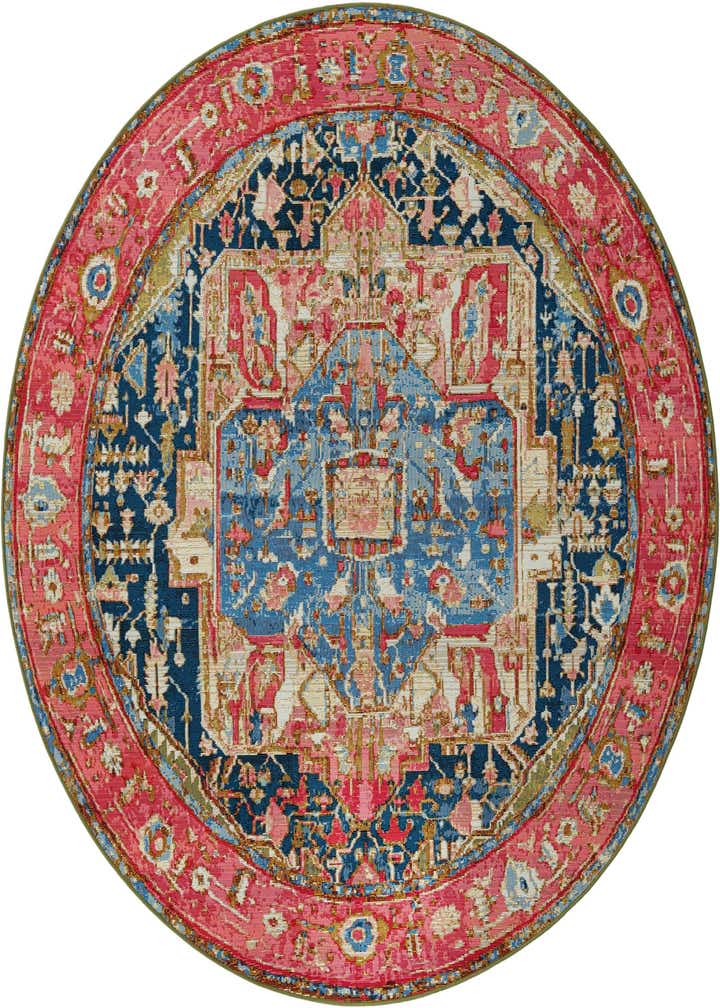 7' x 7' Easy-Clean Traditional Indoor / Outdoor Round Rug