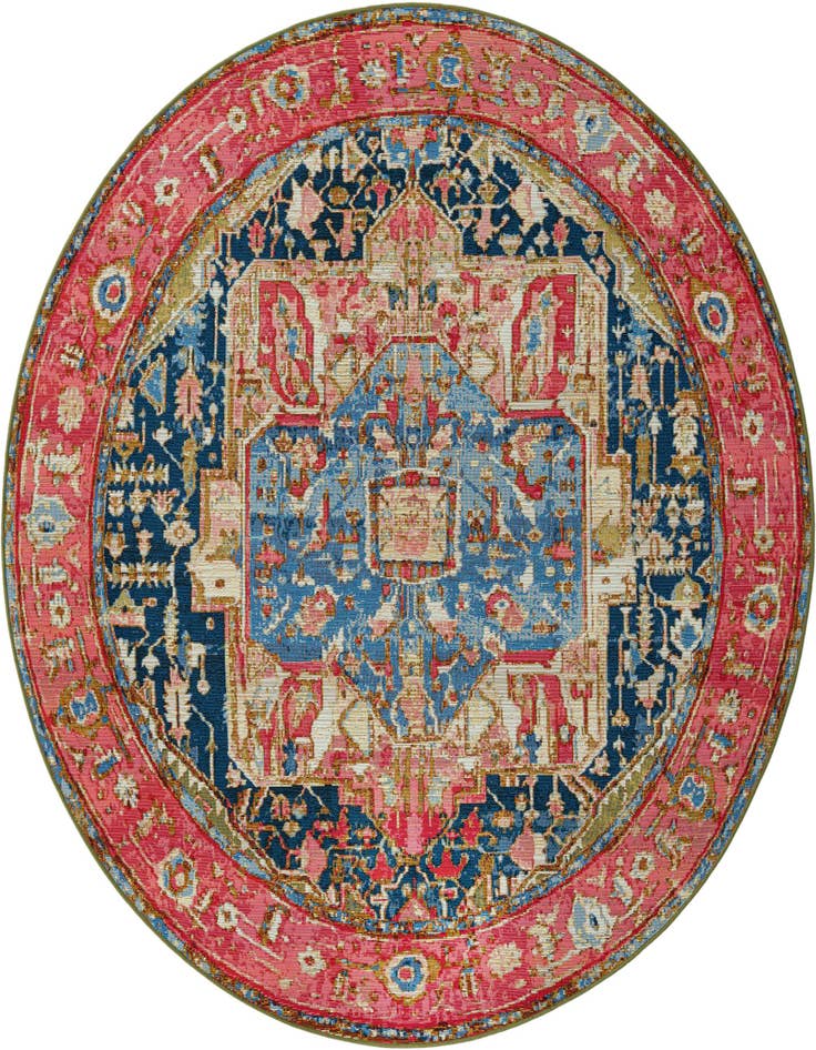 Detail image of 7' x 7' Easy-Clean Traditional Indoor / Outdoor Round Rug