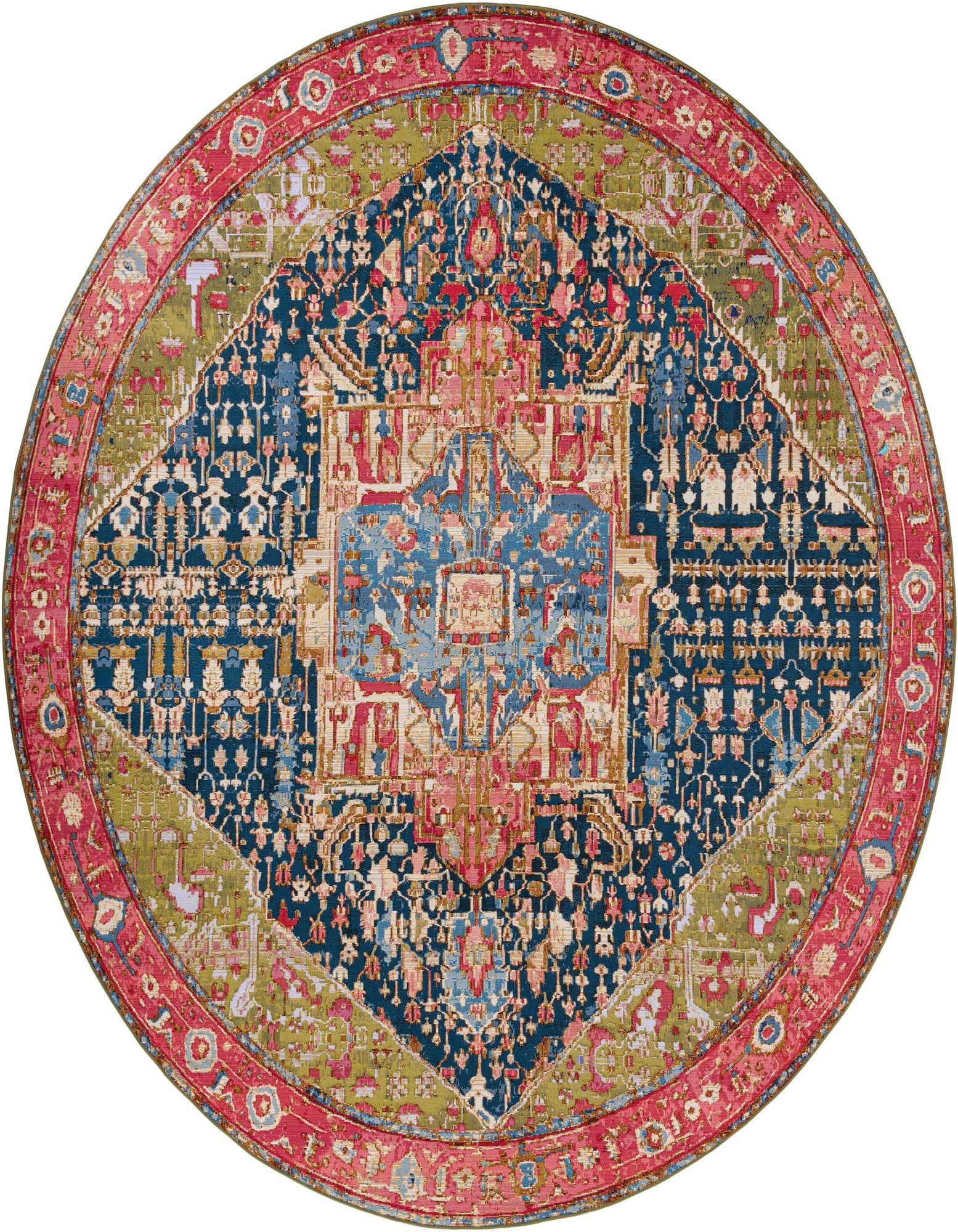 12' x 12' Easy-Clean Traditional Indoor / Outdoor Round Rug