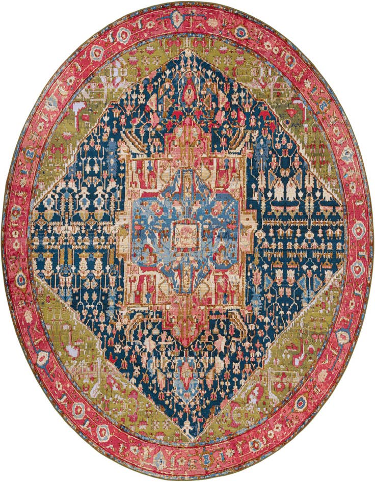 Detail image of 12' x 12' Easy-Clean Traditional Indoor / Outdoor Round Rug