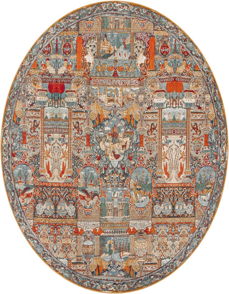 Detail image of 10' x 10' Easy-Clean Traditional Indoor / Outdoor Round Rug