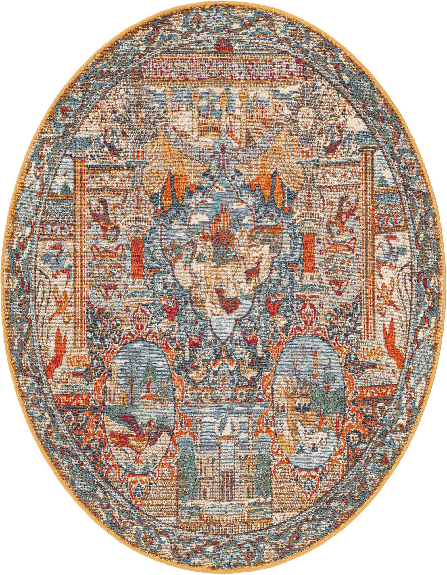 4' x 4' Easy-Clean Traditional Indoor / Outdoor Round Rug