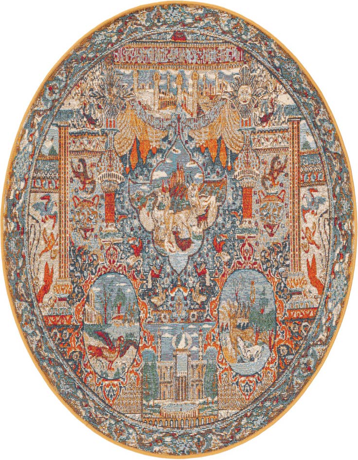 Detail image of 4' x 4' Easy-Clean Traditional Indoor / Outdoor Round Rug
