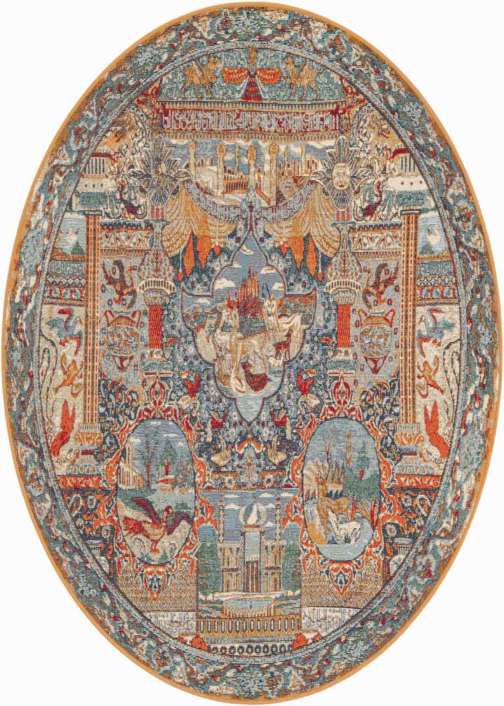 5' 3 x 5' 3 Easy-Clean Traditional Indoor / Outdoor Round Rug