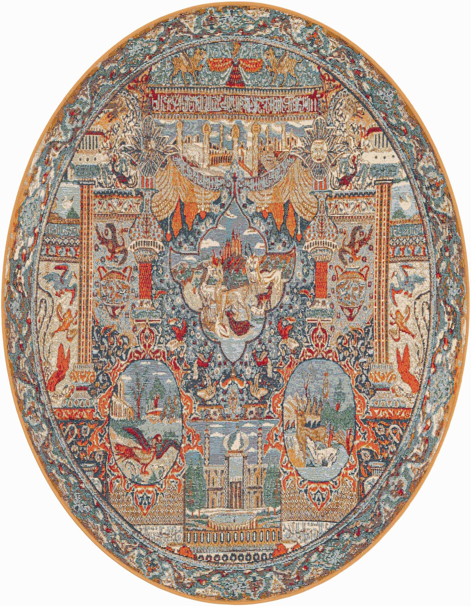 5' 3 x 5' 3 Easy-Clean Traditional Indoor / Outdoor Round Rug