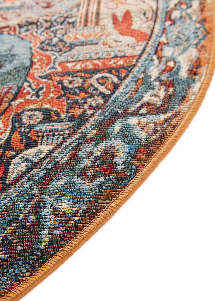 3' 3 x 3' 3 Easy-Clean Traditional Indoor / Outdoor Round Rug