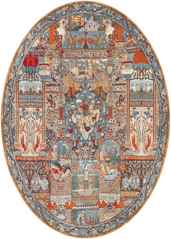 7' 10 x 7' 10 Easy-Clean Traditional Indoor / Outdoor Round Rug