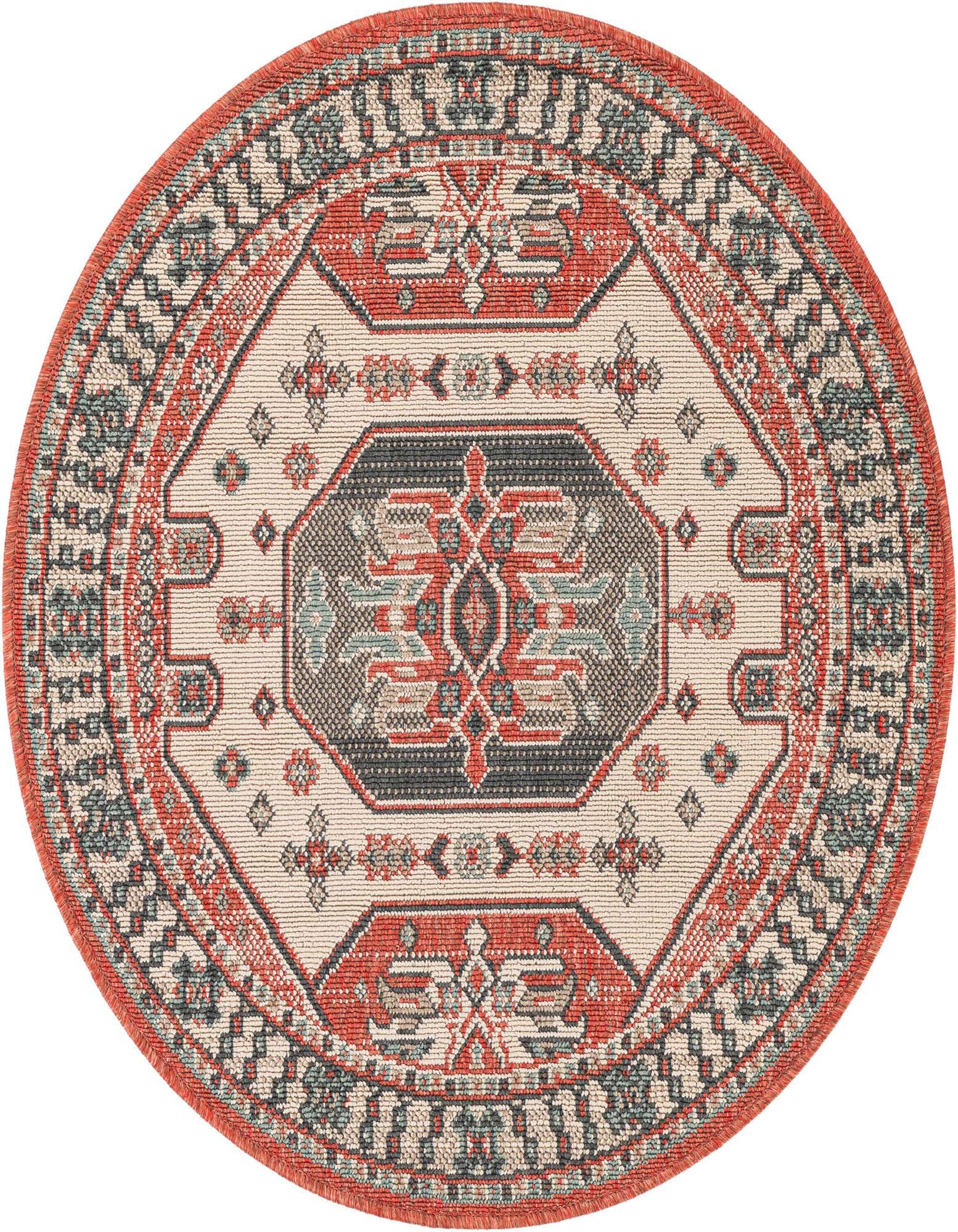 3' x 3' Easy-Clean Traditional Indoor / Outdoor Round Rug