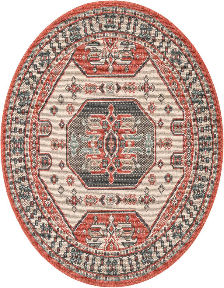 Detail image of 3' x 3' Easy-Clean Traditional Indoor / Outdoor Round Rug